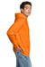 Hanes P170 Mens EcoSmart Print Pro XP Pill Resistant Hooded Sweatshirt Hoodie w/ Pouch Pocket Safety Orange Model Side