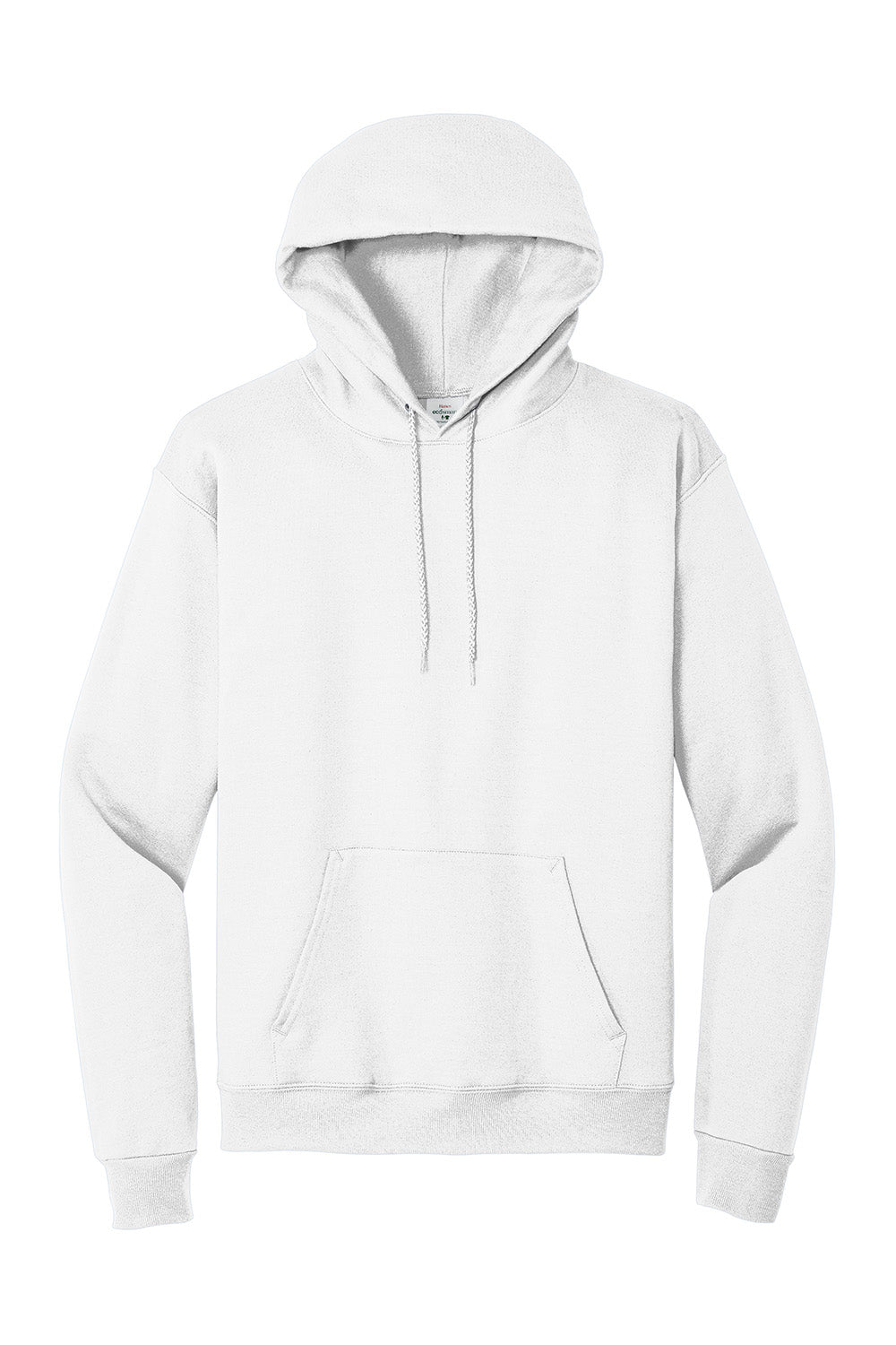 Hanes P170 Mens EcoSmart Print Pro XP Pill Resistant Hooded Sweatshirt Hoodie w/ Pouch Pocket White Flat Front