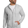 Hanes Mens EcoSmart Print Pro XP Pill Resistant Full Zip Hooded Sweatshirt Hoodie w/ Pockets - Ash Grey