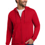 Hanes Mens EcoSmart Print Pro XP Pill Resistant Full Zip Hooded Sweatshirt Hoodie w/ Pockets - Deep Red