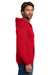 Hanes P180 Mens EcoSmart Print Pro XP Pill Resistant Full Zip Hooded Sweatshirt Hoodie w/ Pockets Deep Red Model Side