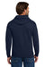 Hanes P180 Mens EcoSmart Print Pro XP Pill Resistant Full Zip Hooded Sweatshirt Hoodie w/ Pockets Navy Blue Model Back