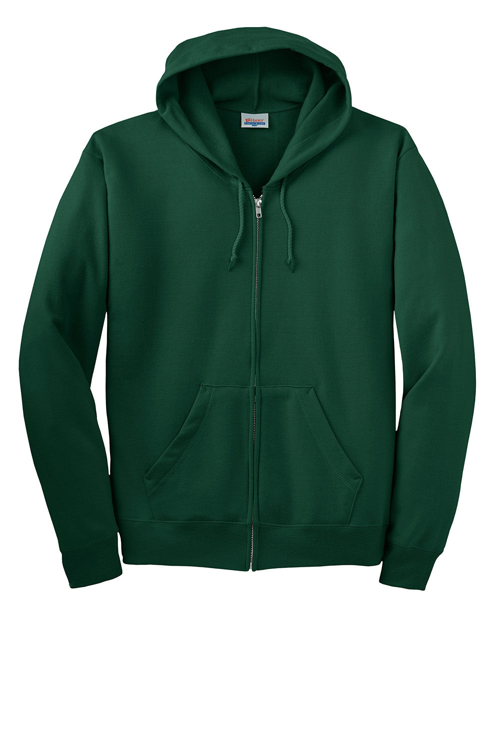 Hanes P180 Mens EcoSmart Print Pro XP Pill Resistant Full Zip Hooded Sweatshirt Hoodie w/ Pockets Deep Forest Green Flat Front