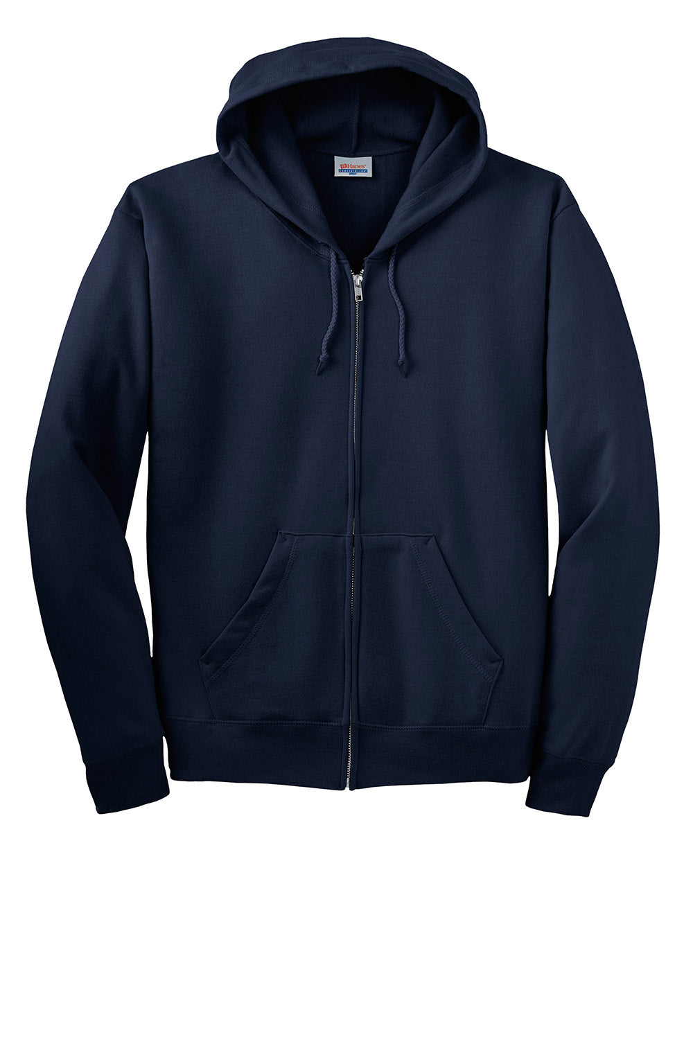 Hanes P180 Mens EcoSmart Print Pro XP Pill Resistant Full Zip Hooded Sweatshirt Hoodie w/ Pockets Navy Blue Flat Front