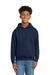 Hanes P470/P473 Youth EcoSmart Print Pro XP Pill Resistant Hooded Sweatshirt Hoodie w/ Pouch Pocket Navy Blue Model Front