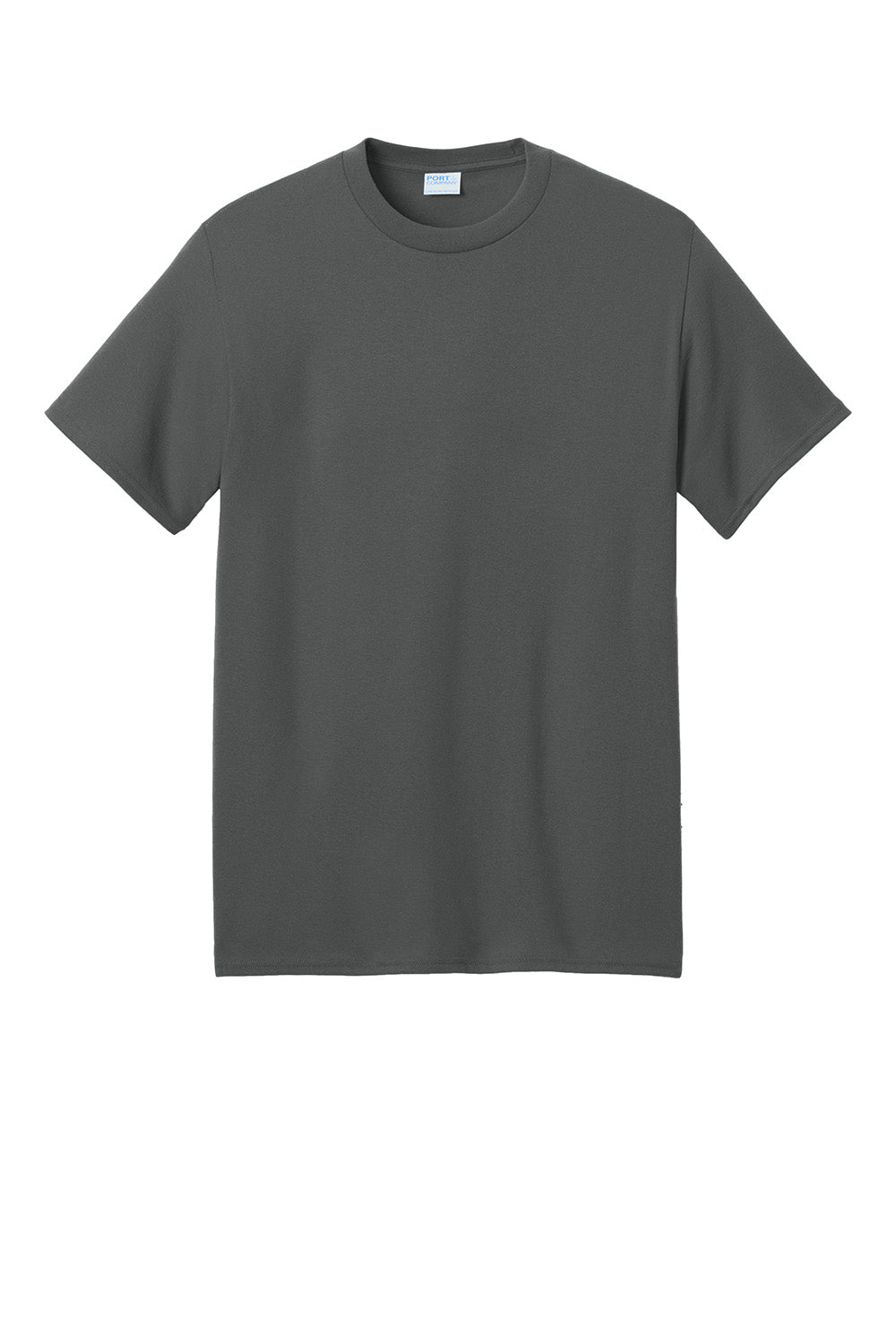 Port & Company PC01 Mens Core Blend Recycled Short Sleeve Crewneck T-Shirt Charcoal Grey Flat Front