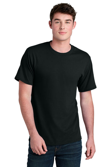 Port & Company PC01 Mens Core Blend Recycled Short Sleeve Crewneck T-Shirt Jet Black Model Front