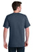 Port & Company PC01 Mens Core Blend Recycled Short Sleeve Crewneck T-Shirt Heather Navy Blue Model Back