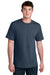 Port & Company PC01 Mens Core Blend Recycled Short Sleeve Crewneck T-Shirt Heather Navy Blue Model Front