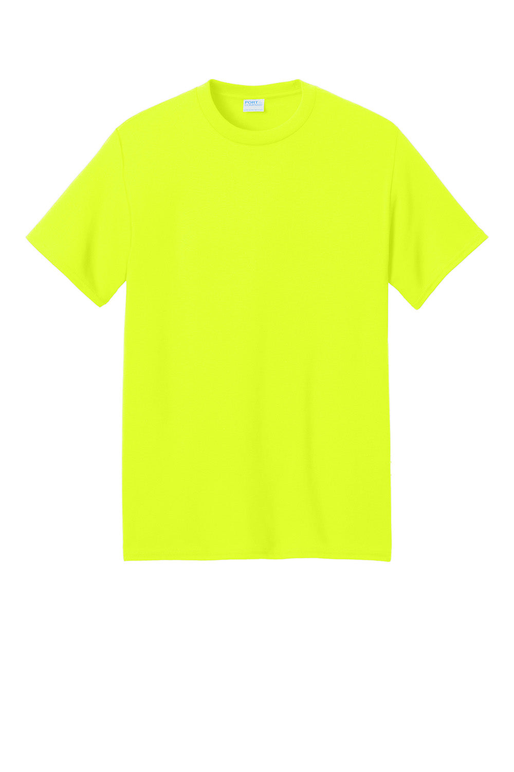 Port & Company PC01 Mens Core Blend Recycled Short Sleeve Crewneck T-Shirt Safety Green Flat Front