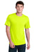 Port & Company PC01 Mens Core Blend Recycled Short Sleeve Crewneck T-Shirt Safety Green Model Front