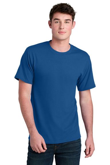 Port & Company PC01 Mens Core Blend Recycled Short Sleeve Crewneck T-Shirt True Royal Blue Model Front