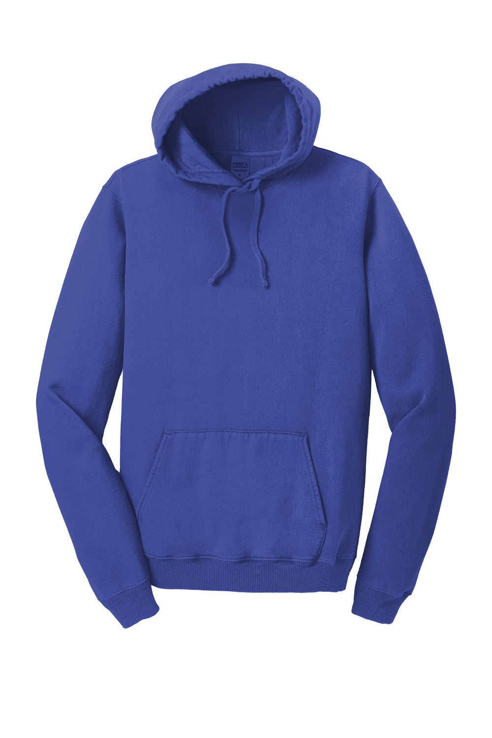 Port & Company PC098H Mens Beach Wash Fleece Hooded Sweatshirt Hoodie Iris Blue Flat Front