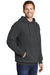 Port & Company PC098H Mens Beach Wash Fleece Hooded Sweatshirt Hoodie Coal Grey Model 3q