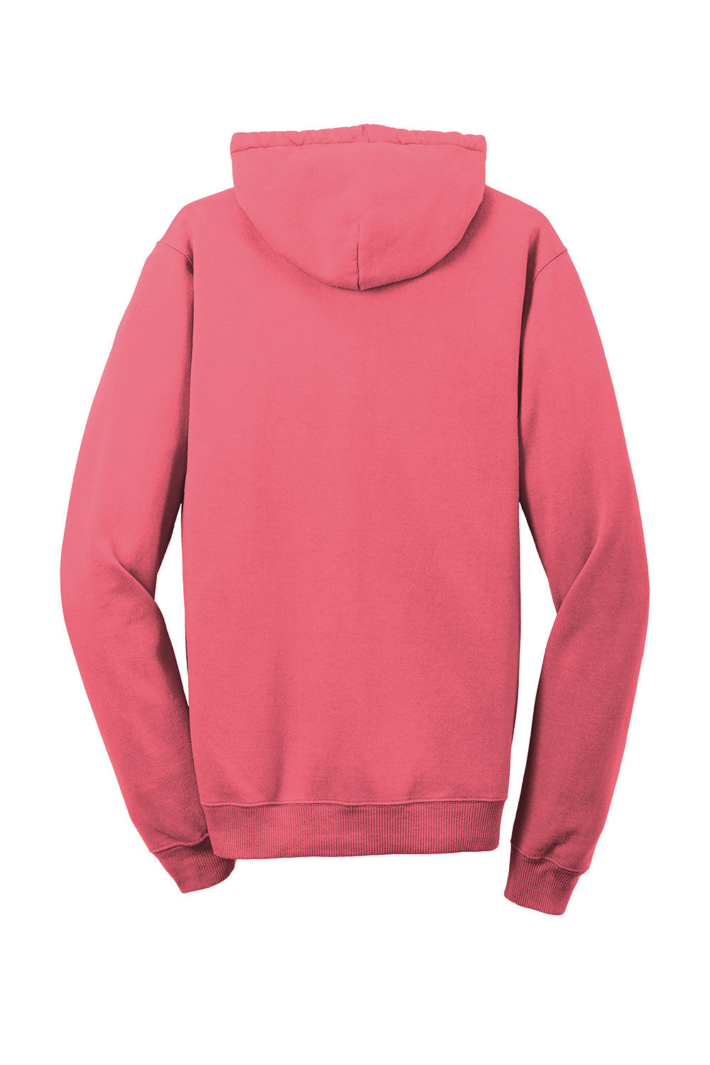 Port & Company PC098H Mens Beach Wash Fleece Hooded Sweatshirt Hoodie Fruit Punch Pink Flat Back