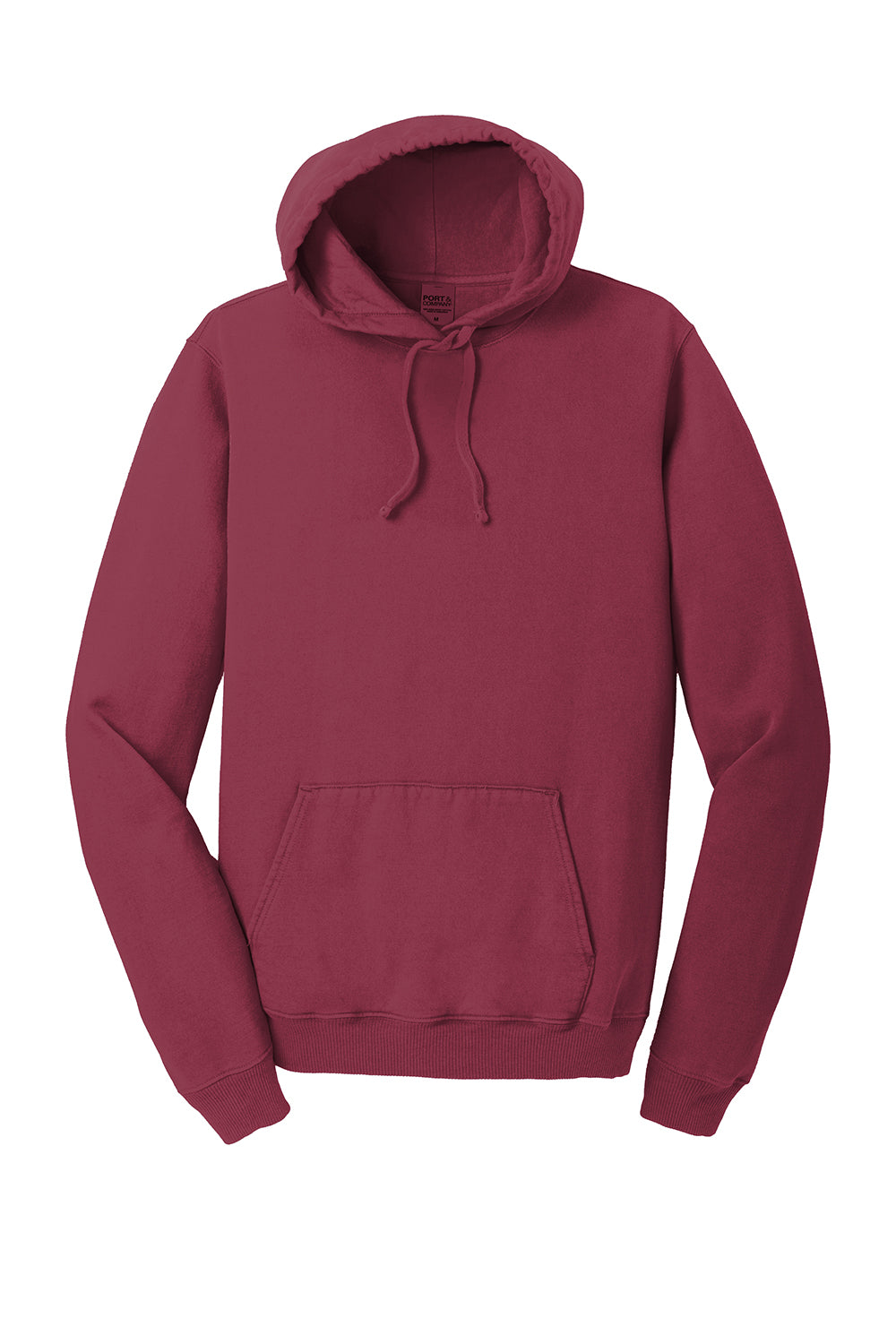 Port & Company PC098H Mens Beach Wash Fleece Hooded Sweatshirt Hoodie Merlot Red Flat Front