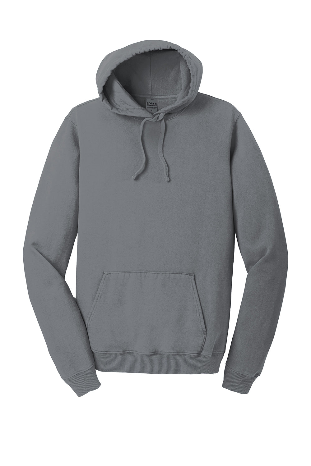 Port & Company PC098H Mens Beach Wash Fleece Hooded Sweatshirt Hoodie Pewter Grey Flat Front