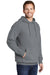 Port & Company PC098H Mens Beach Wash Fleece Hooded Sweatshirt Hoodie Pewter Grey Model 3q