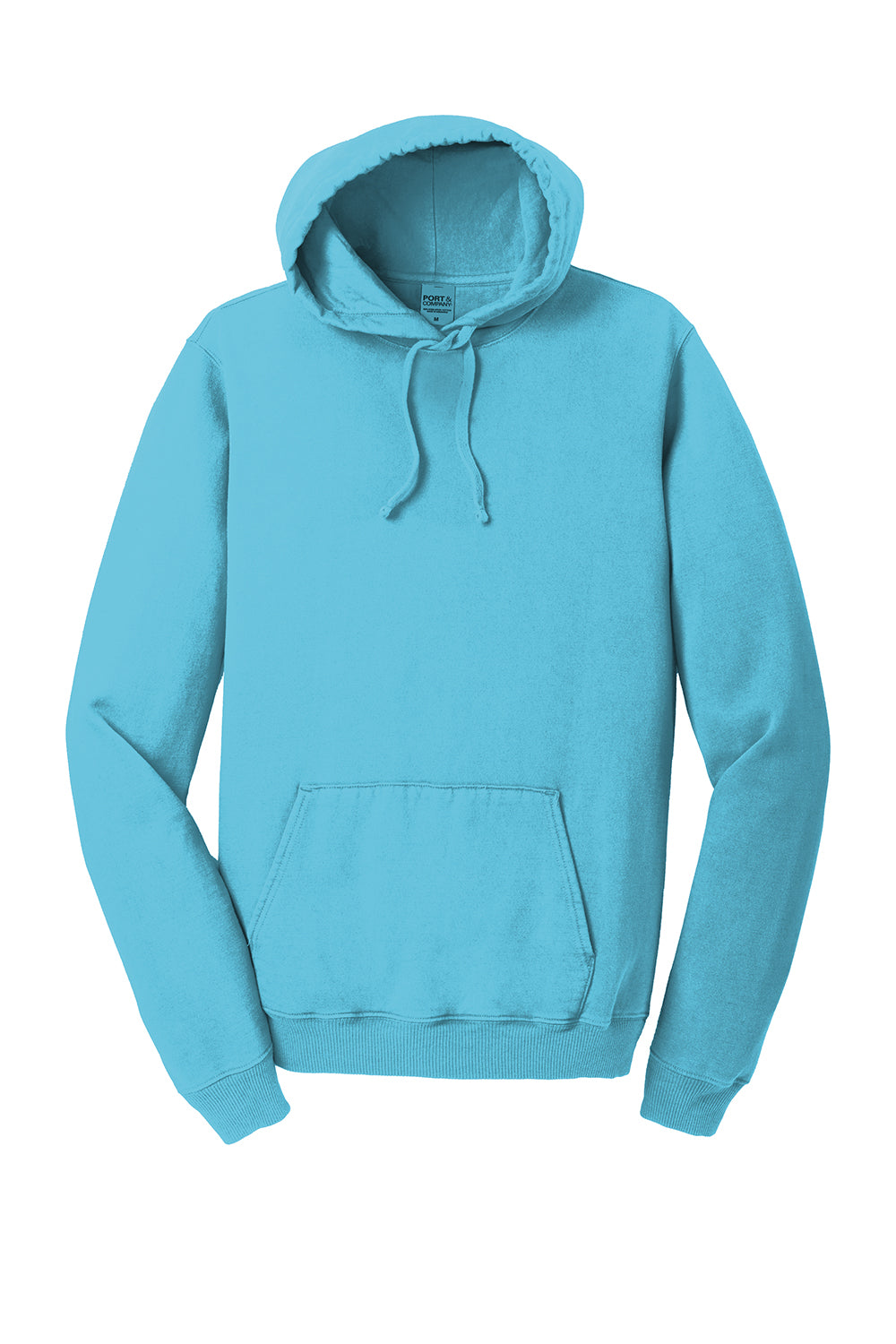 Port & Company PC098H Mens Beach Wash Fleece Hooded Sweatshirt Hoodie Tidal Wave Blue Flat Front