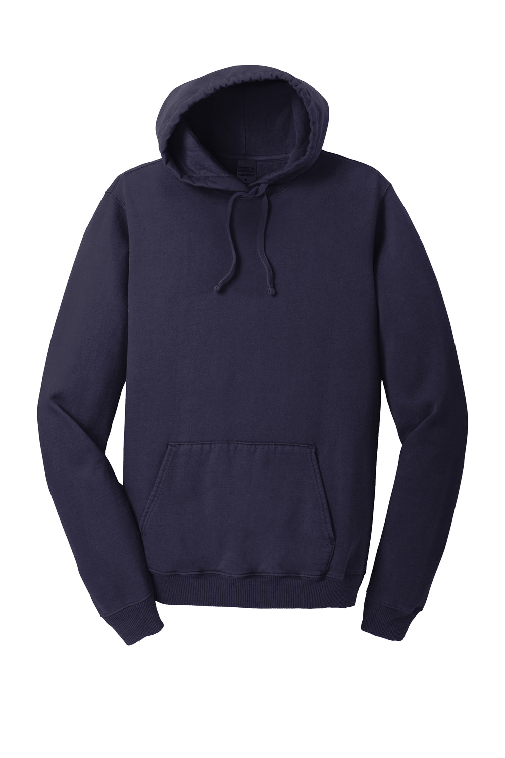 Port & Company PC098H Mens Beach Wash Fleece Hooded Sweatshirt Hoodie True Navy Blue Flat Front