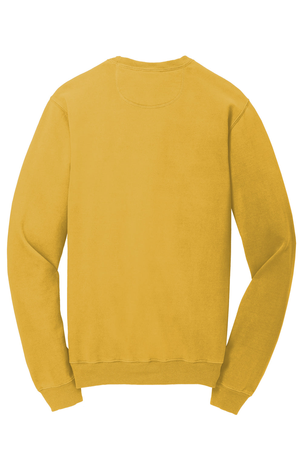 Port & Company PC098 Mens Beach Wash Fleece Crewneck Sweatshirt Dijon Yellow Flat Back