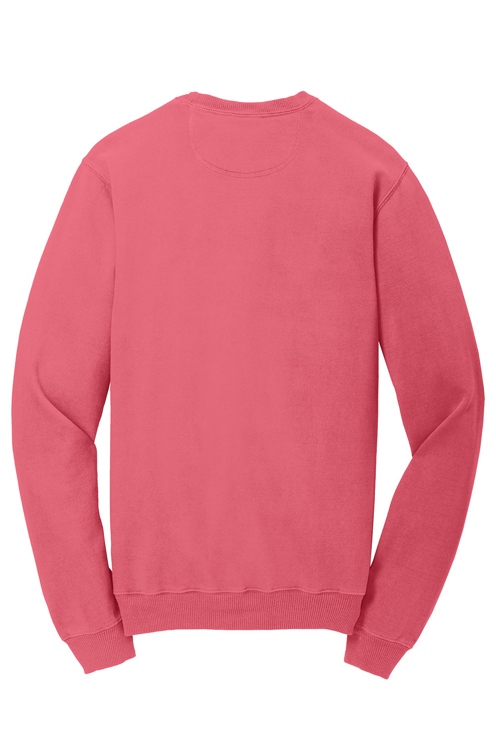 Port & Company PC098 Mens Beach Wash Fleece Crewneck Sweatshirt Fruit Punch Pink Flat Back