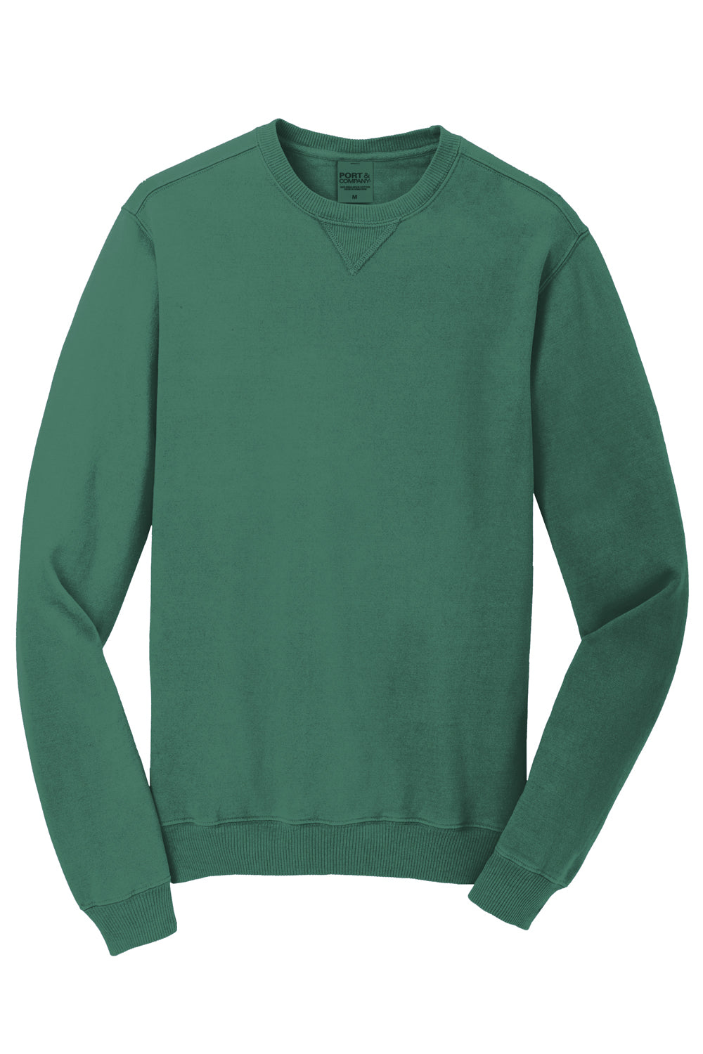 Port & Company PC098 Mens Beach Wash Fleece Crewneck Sweatshirt Nordic Green Flat Front