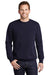 Port & Company PC098 Mens Beach Wash Fleece Crewneck Sweatshirt True Navy Blue Model Front