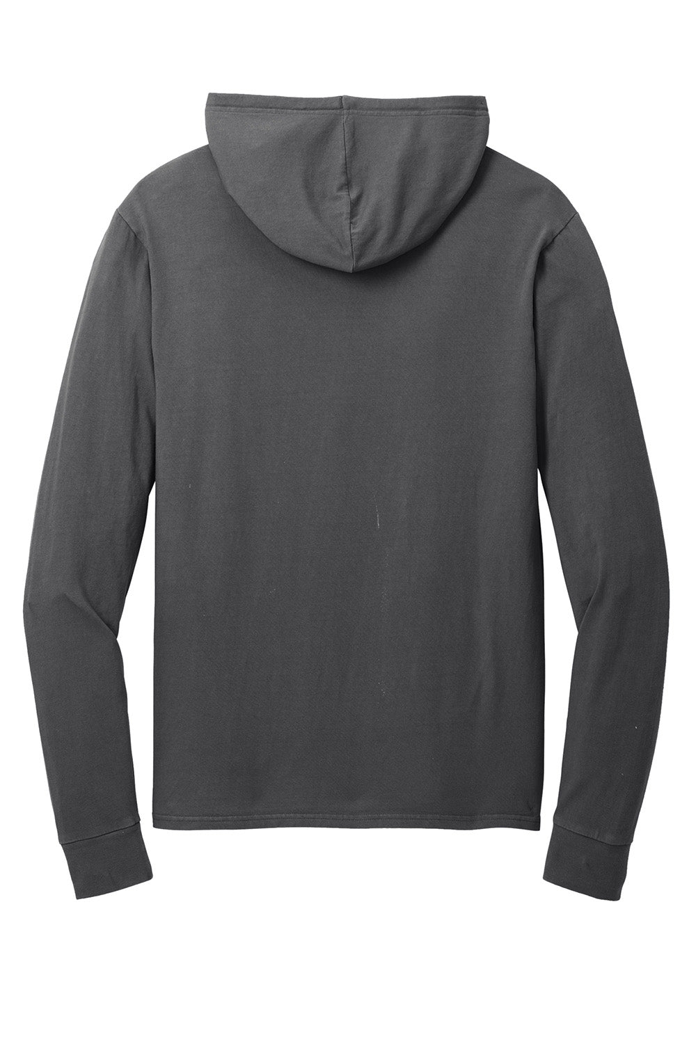 Port & Company PC099H Mens Beach Wash Garment Dyed Long Sleeve Hooded T-Shirt Hoodie Coal Grey Flat Back