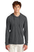 Port & Company PC099H Mens Beach Wash Garment Dyed Long Sleeve Hooded T-Shirt Hoodie Coal Grey Model Front