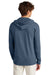 Port & Company PC099H Mens Beach Wash Garment Dyed Long Sleeve Hooded T-Shirt Hoodie Denim Blue Model Back