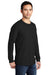 Port & Company PC099LSP Mens Beach Wash Long Sleeve Crewneck T-Shirt w/ Pocket Black Model 3q