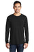 Port & Company PC099LSP Mens Beach Wash Long Sleeve Crewneck T-Shirt w/ Pocket Black Model Front