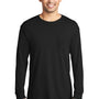 Port & Company Mens Beach Wash Long Sleeve Crewneck T-Shirt w/ Pocket - Black