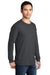 Port & Company PC099LSP Mens Beach Wash Long Sleeve Crewneck T-Shirt w/ Pocket Coal Grey Model 3q