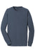 Port & Company PC099LSP Mens Beach Wash Long Sleeve Crewneck T-Shirt w/ Pocket Denim Blue Flat Front