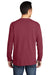 Port & Company PC099LSP Mens Beach Wash Long Sleeve Crewneck T-Shirt w/ Pocket Merlot Red Model Back