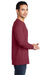 Port & Company PC099LSP Mens Beach Wash Long Sleeve Crewneck T-Shirt w/ Pocket Merlot Red Model Side