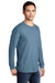 Port & Company PC099LSP Mens Beach Wash Long Sleeve Crewneck T-Shirt w/ Pocket Mist Blue Model 3q