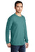 Port & Company PC099LSP Mens Beach Wash Long Sleeve Crewneck T-Shirt w/ Pocket Peacock Green Model 3q