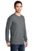 Port & Company PC099LSP Mens Beach Wash Long Sleeve Crewneck T-Shirt w/ Pocket Pewter Grey Model 3q