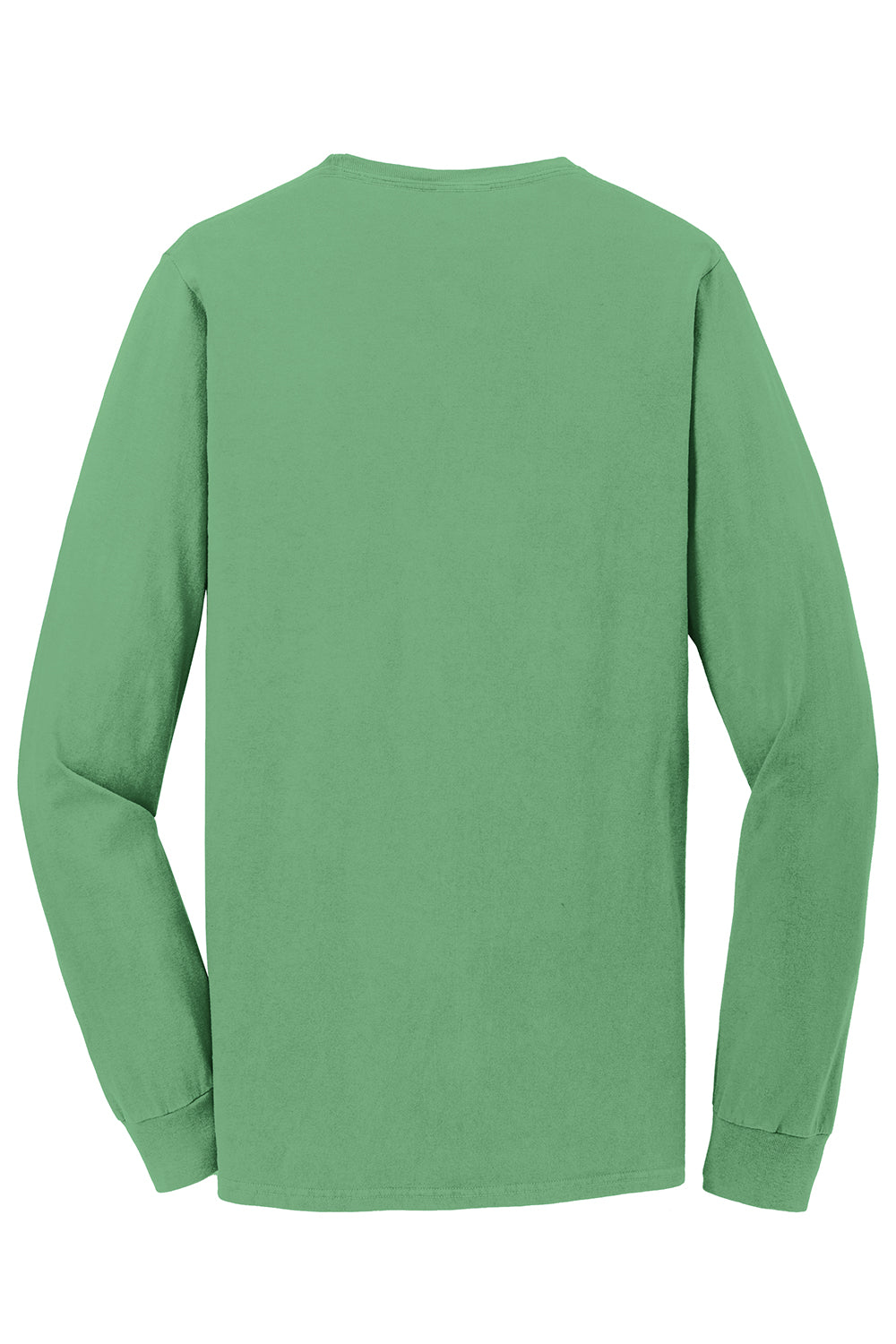 Port & Company PC099LSP Mens Beach Wash Long Sleeve Crewneck T-Shirt w/ Pocket Safari Green Flat Back