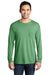 Port & Company PC099LSP Mens Beach Wash Long Sleeve Crewneck T-Shirt w/ Pocket Safari Green Model Front