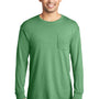 Port & Company Mens Beach Wash Long Sleeve Crewneck T-Shirt w/ Pocket - Safari Green