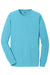 Port & Company PC099LSP Mens Beach Wash Long Sleeve Crewneck T-Shirt w/ Pocket Tidal Wave Blue Flat Front