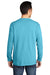 Port & Company PC099LSP Mens Beach Wash Long Sleeve Crewneck T-Shirt w/ Pocket Tidal Wave Blue Model Back