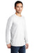 Port & Company PC099LSP Mens Beach Wash Long Sleeve Crewneck T-Shirt w/ Pocket White Model 3q