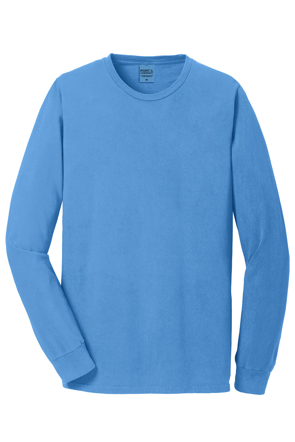 Port & Company PC099LS Mens Beach Wash Long Sleeve Crewneck T-Shirt Blue Moon Flat Front