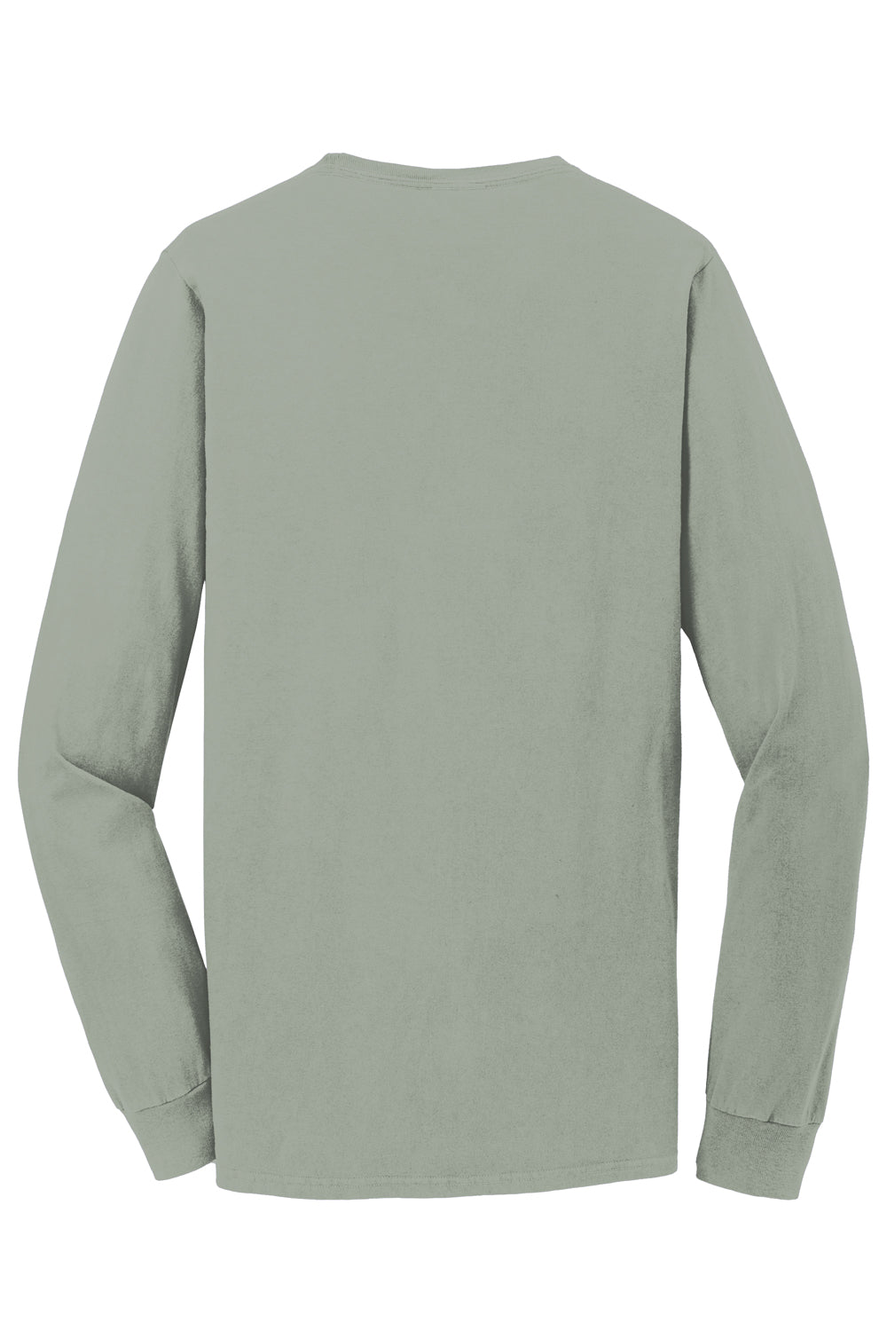 Port & Company PC099LS Mens Beach Wash Long Sleeve Crewneck T-Shirt Dove Grey Flat Back