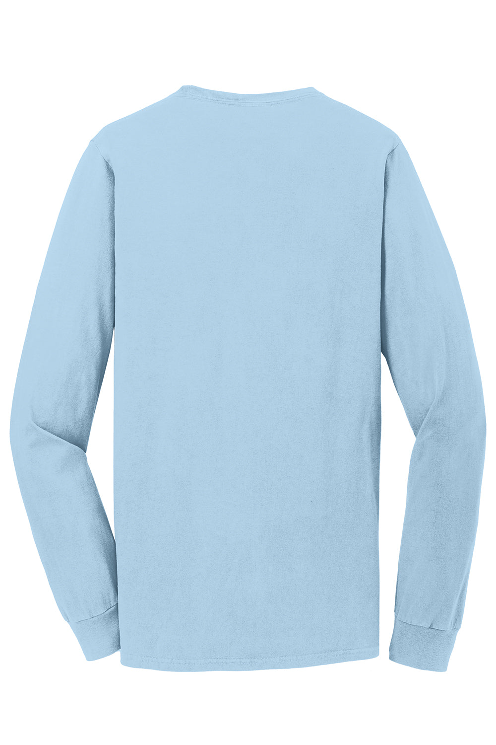 Port & Company PC099LS Mens Beach Wash Long Sleeve Crewneck T-Shirt Glacier Blue Flat Back